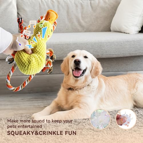 YZHDUXIU Tug of War Dog Toy, Squeaky Dog Toys Interactive Duck Puppy Toys - color: Yellow Duck