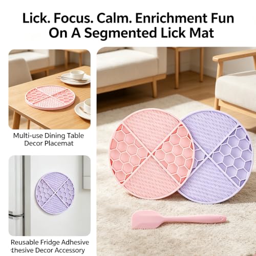 2 Pack Dogs & Cats Lick Mat, BPA Free 61 Suction Cups Slow Feeder