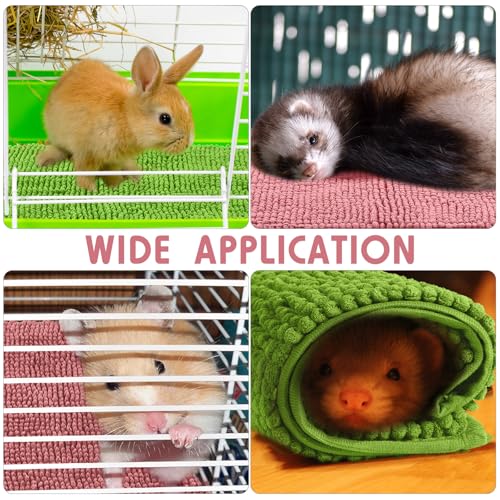 Amylove 4 Pcs Guinea Pig Cage Liner, 12 x 12 Inch, Green Pink - color: Green Pink, size: 12 x 12 Inch, style: Low Pile Chenille