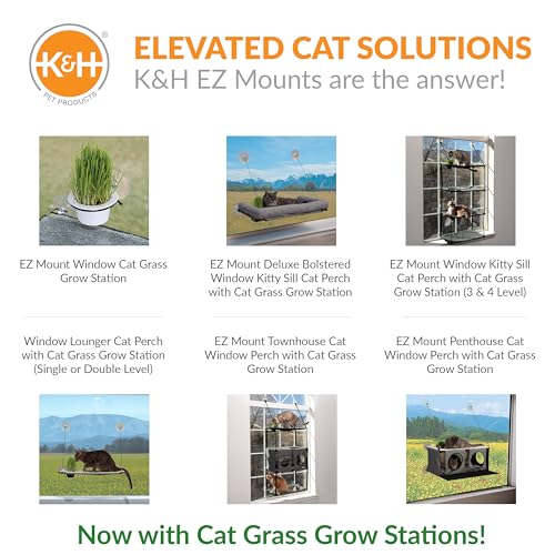 K&H Cat Window Perch, EZ Mount Double Stack Kitty Sill For Large Cats, Gray - size: 23 X 12 Inches, style: Double Stack
