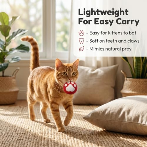Glaciart One Catnip Wool Balls for Cats 5 Pack, Felt Cat Toys - color: Paw Design Balls