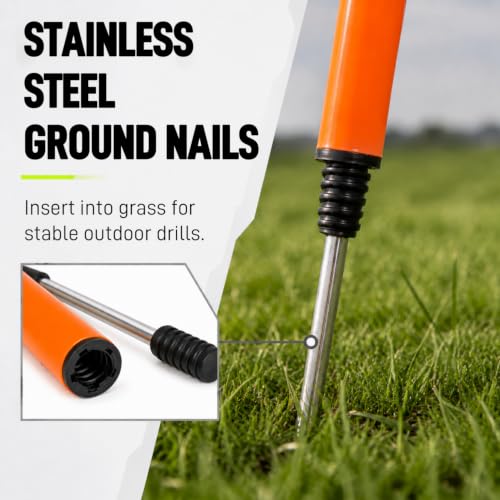 6 Pcs 5FT Adjustable Agility Training Poles for Soccer,Basketball,Football,Dog,Horse Training-Speed and Agility Training Equipment Sports Training Sticks with Stainless Steel Ground Nails - color: Orange