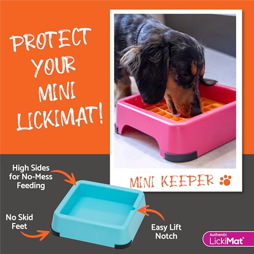 LickiMat Mini Keeper. Designed to Enhance LickiMat Experience and Extend LickiMat into Full Feeder for Small Dogs. (Turquoise) - color: Turquoise