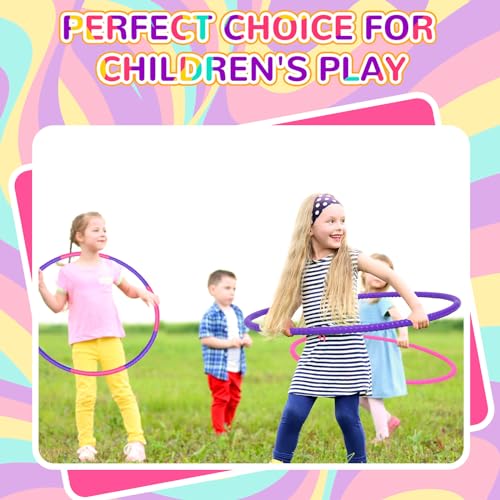 Halloscume 6 Pcs Toy Hoops 28 Inch Detachable Fitness,Rose Red, Purple - color: Rose Red, Purple