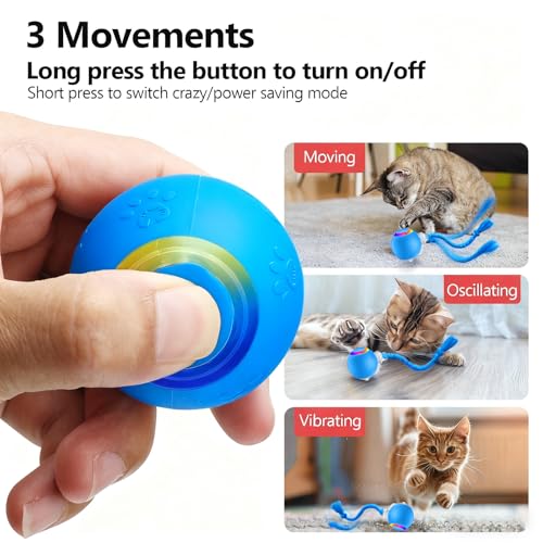 Speed 2.0 Tail Interactive Cat Toys, Rechargeable Ball for Indoor Cats - color: Blue tail