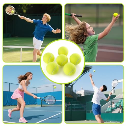 PHOEPET 6-Pack Tennis Balls for Beginner Training Practice- Bulk Dog Balls - color: Yellow - 6 Pack, size: Medium 2.5"- 6 Pack