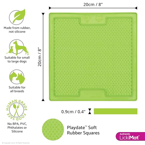 LickiMat Classic Soother Slow Feeder for Dogs Lick Mat Boredom Anxiety Reducer Perfect for Food Treats Yogurt Liquid Food Peanut Butter Fun Alternative to a Slow Feed Dog Bowl, Green - color: Green