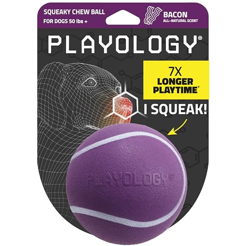 Playology Squeaky Chew Ball Dog Toy - Jumbo, Bacon Scent - size: Jumbo, style: Bacon