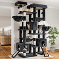 SHA CERLIN 87 in Multi-Level Tall Cat Tree Tower for Large Cats/Extra Wide Feline Activity Center/Sisal Scratching Posts/Wide Base/Cozy Plush Perches/Baskets/Hammocks/Toy Balls/Dark Grey - color: Dark Grey