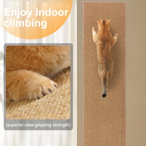 Uross Thickened Cat Wall Climbing Carpet 6.6 FT x 16" - Extra Long Cat Scratch Wall Pad, Cat Scratching Carpet Rug Wall Mounted Scratcher Couch Sofa Protector- Brown - color: Brown