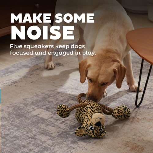 Outward Hound Tuggy Buddyz Leopard Squeaky Rope Dog Toy - color: Brown