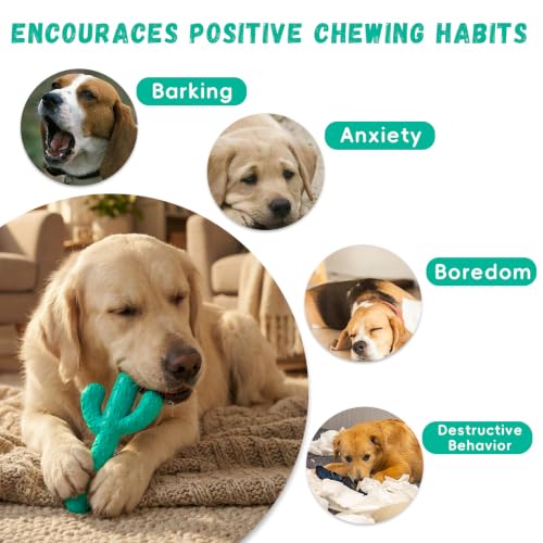 MewaJump Dog Chew Toys, Durable Rubber Dog Toys for Aggressive Chewers Blue - color: Blue Cactus