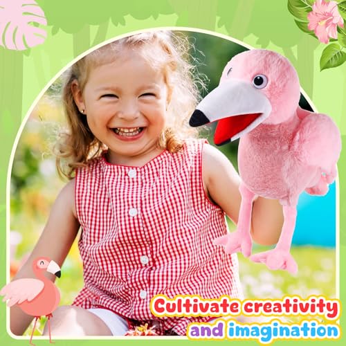 Animal Hand Puppets 11 Inch Bird Plush Toucan Owl Eagle Parrot Flamingo Peacock Puppet Toys Role-Play Puppets for Kids Storytelling Imaginative Pretend Play Teaching Preschool(Flamingo) - style: Flamingo