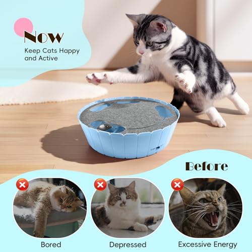 Pawaboo Interactive Cat Toy with Running Mouse, Automatic Track Kitten Toy - color: C-Blue