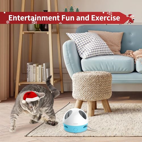 PETGEEK Hidey Mouse Electronic Interactive Cat Toy, Hide Mouse Cat Toy with Squeaky Mouse, Automatic Cat Toys with Catnip Filled Hidey Mouse, Cat Toys Interactive for Indoor Cats Play (Blue) - color: light blue