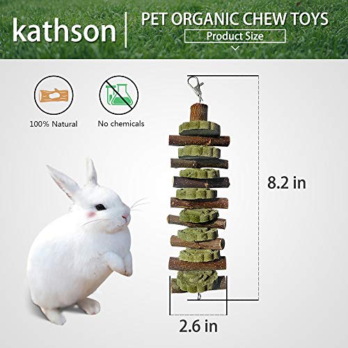 kathson 2PCS Bunny Chew Toys for Teeth Grinding, Chinchilla Treats Organic Bamboo Sticks Natural Fruitwood Branches for Rabbits Guinea Pigs Hamsters (Fruitwood Sticks+Alfalfa Cakes) - size: 2 Count (Pack of 1)