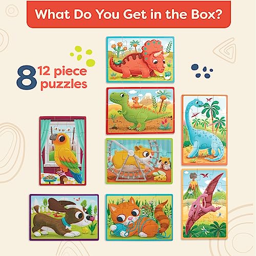 B. toys Wooden Puzzles Pack o' Puzzles Pets & Dinos 2-Pack Set, 2 Pack - style: 2 Pack