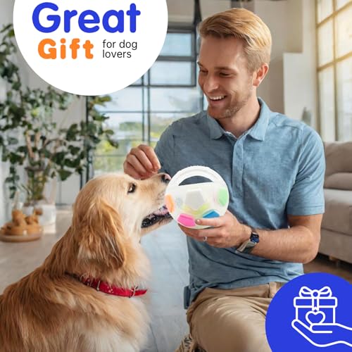 YoFellas Dog Toy Ball with Handle – Durable Squeaky Fetch Ball for Medium & Large Dogs, Floating Interactive Chew Toy for Water Play, Training & Outdoor Games - size: Large