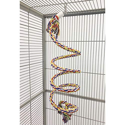 Bungie Spring - Interactive Hanging Perch Bendable Rope Coil Climbing Cage Accessory Toy - Sugar Gliders, Birds, Parrots, Squirrels, Marmosets, Rats, Degus, Chinchillas, Ferrets, Chinchillas, Hamsters