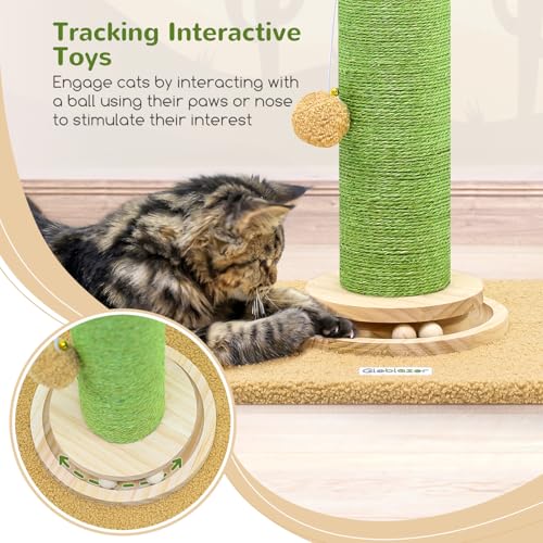 Globlazer Extra Thick Cactus Scratching Posts for Indoor Large Cats, SC37 - color: Green