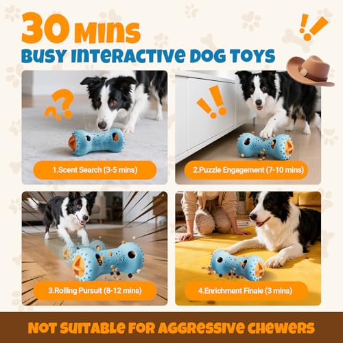 FOXMM Interactive Treat Dispensing Dog Toys – Adjustable Puzzle Toy - color: Blue&Orange