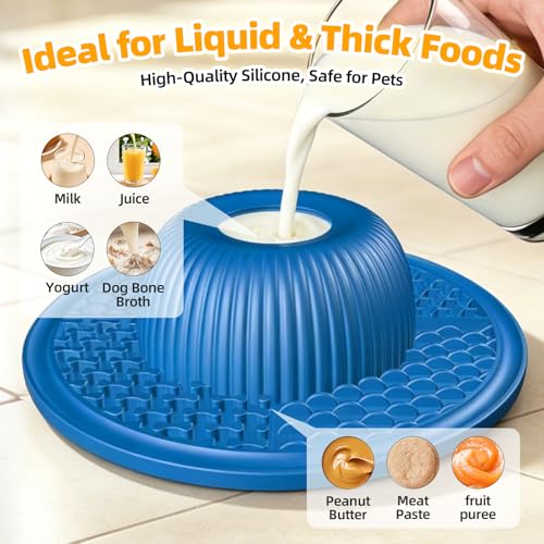Multi-Purpose Silicone Slow Feeder & Lick Mat for Dogs & Cats (Blue) - color: Blue