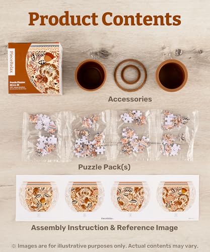 PieceRelax Unique 3D Puzzle Planter - 80 Plastic Pieces [K1118] - color: Colorful Poppies
