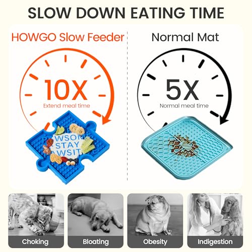 HOWGO Modular Puzzle Lick Mat for Dogs (3Pack, Blue & Red & Yellow) - color: 3 Blue Yellow Red