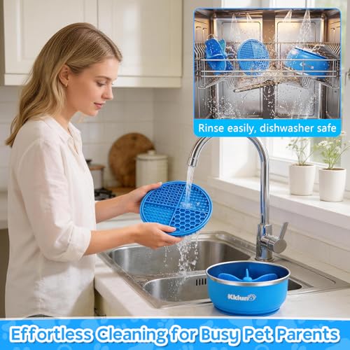 Slow Feeder Insert Dog Bowl 8 Cups Stainless Steel with Lick Mat
