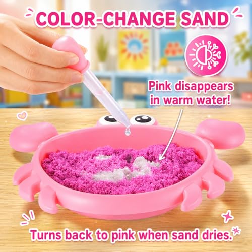 Carolart Mini Crab Sandbox, Sensory Bin with Color Changing Sand - style: Crab