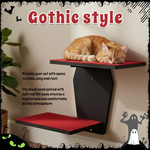 Sintuff Cat Wall Shelves Gothic, 2 Tier Coffin Wall-Mounted Furniture