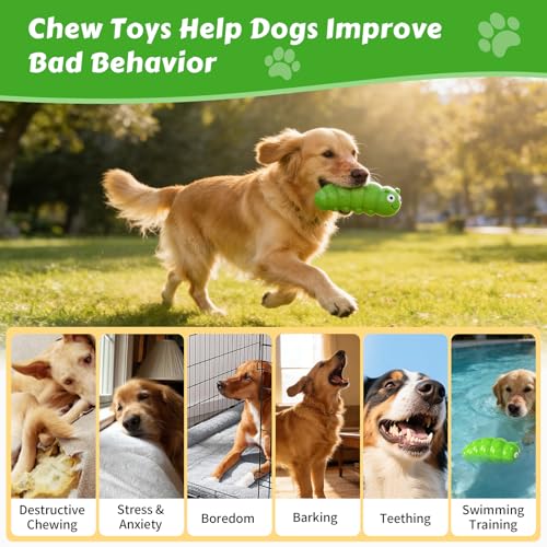 Indestructible Dog Chew Toys for Aggressive Chewers Medium Large Dogs - color: Green Chubby