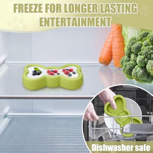 Lick Mat for Dogs, Animire Anti-Spilled Bow Tie Lick Bowls for Anxiety Relief, Silicone Slow Feeder Licking Pad with Suction Cups, Freezeable Dog Enrichment Toy for Boredom and Distraction(Green,S) - color: A-Green, size: S