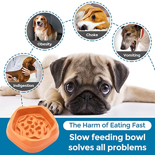VANNON Slow Feeder Dog Bowls Non Slip Puppy Bowl Durable Dog Puzzle Feeder Bloat Stop Food Bowls for Puppy and Small Dogs, BPA Free, 2 Cups, Orange - color: F-Orange-Small-2Cups