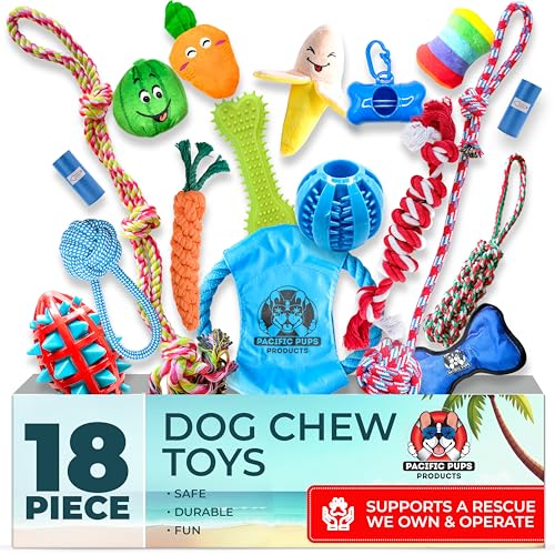 Pacific Pups Products Dog Chew Toys, Dog Toys Bulk, 18 Pack, Small/Medium - size: 18 Count, style: 18 Pack - Classic