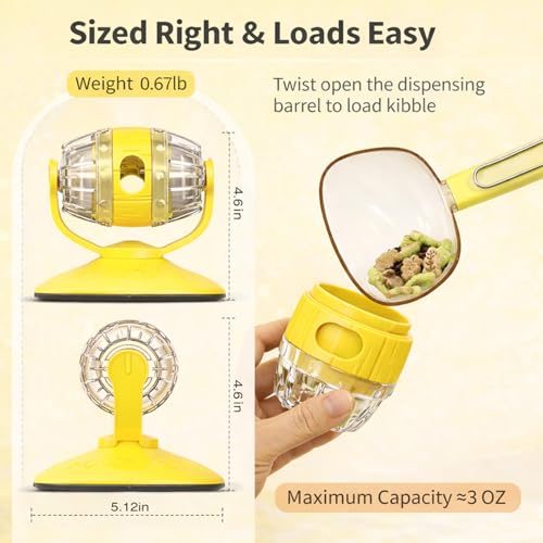 Cat Treat Feeder, Cat Treat Dispenser Toy for Dry Food, Rotating Barrel Interactive Cat Toys for Indoor Cats &Puppies, Kitten Enrichment Funny Toy(Yellow) - color: Yellow