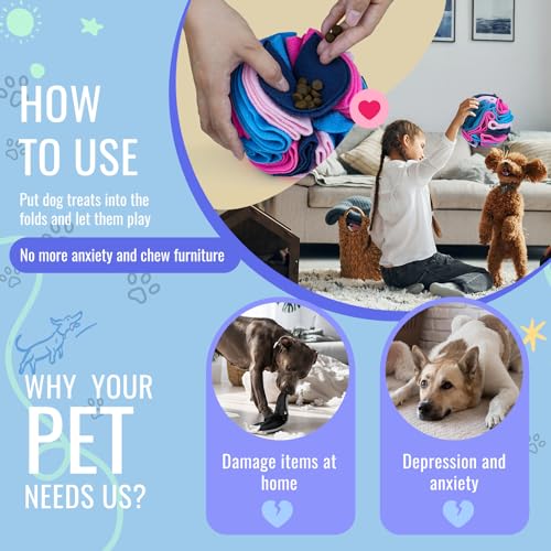 Pet Snuffle Ball, Puzzle Sniffing Interactive Dog Ball for Blind Dogs Training Stress Relief Dog Enrichment Toys Treat Machine Washable (Royal Blue, 15cm) - color: Royal blue, size: 15cm