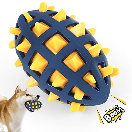 Dog Toy Ball, Dog Spiky Toy Ball with Squeaker, for Floating Chewing Fetching and Interactive Play (Yellow) - color: Yellow