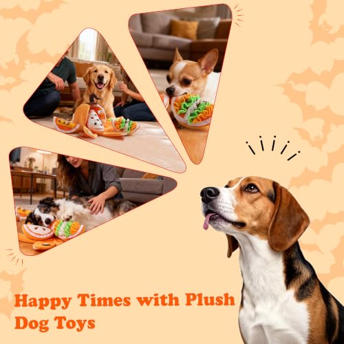 Nocciola Halloween Pumpkin Dog Toys, Hide and Seek Snuffle Plush Dog Toy for Small Dogs, Puppy Squeaky Toy with Crinkle Papers for Boredom - color: Yellow