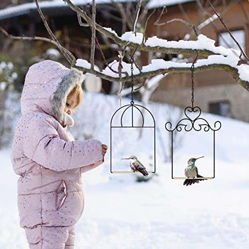 MIXXIDEA 3PK Hummingbird Perch, Hummingbird Swing with Metal Frame, Bird Swing with Wooden Dowel and Hanging Chain,Suitable for Hanging Indoor,Outdoor, Lawn,Patio,Garden - size: 3PK