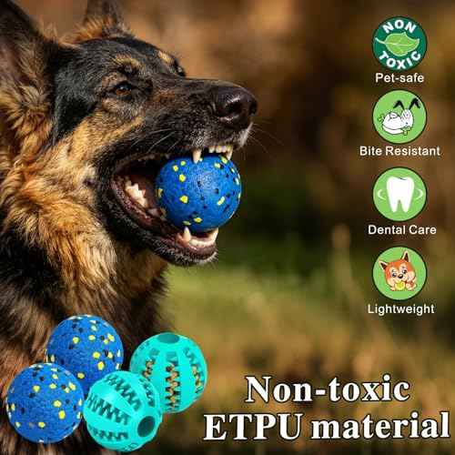 Idepet Dog Toy Ball Tennis Balls for Aggressive Chewers,Nontoxic Bite Resistant Toys ETPU High-Bounce Floating Fetch Toys for Teething for Small Medium Dogs (Blue&Blue, 4 Balls-2.75in) - color: Blue&Blue, size: 4 Balls-2.75in