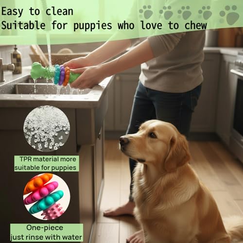 Puppy Teething Toy, Durable Chew Toy for Small Dogs, Interactive Bone Toy to Keep Puppies Busy, Teeth Cleaning Dog Toy for Small Breeds - color: Grenn