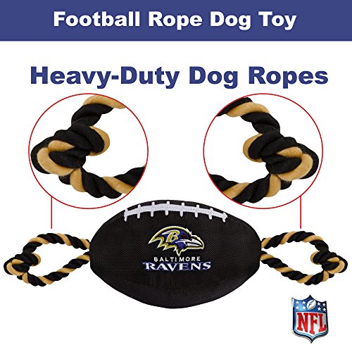 Pets First NFL Baltimore Ravens Football Dog Toy, Tough Quality Nylon Materials, Strong Pull Ropes, Inner Squeaker, NFL Team Color - color: Baltimore Ravens