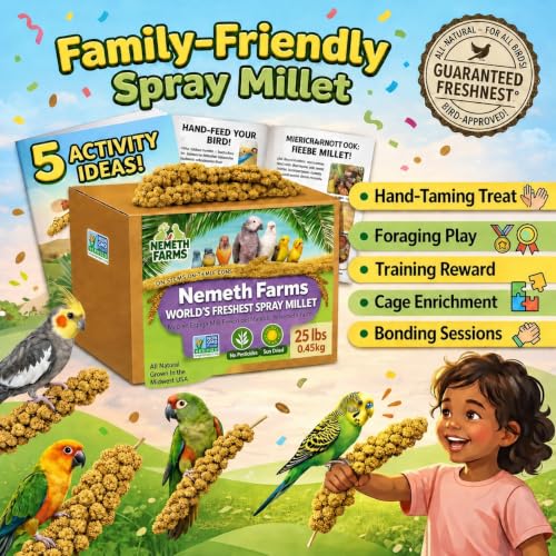 Nemeth Farms Spray Millet for Birds - Natural Non-GMO Millet Treat for Parakeets, Cockatiels & Parrots - 25 lb - size: 25 Pound (Pack of 1)