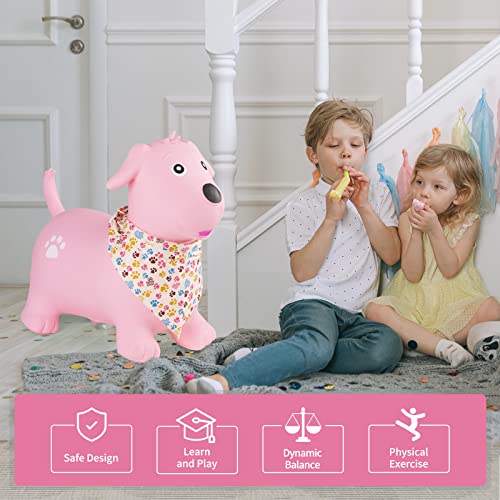 INPANY Bouncy Dog Hopper for 2-5 Kids, Gifts Toy for Kid, Pump Included - color: Pink Dog