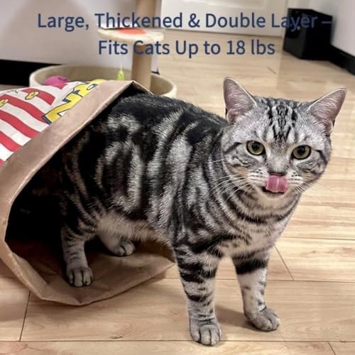 Durable Kraft Paper Cat Tunnel Bag for Indoor Cats & Small Pets