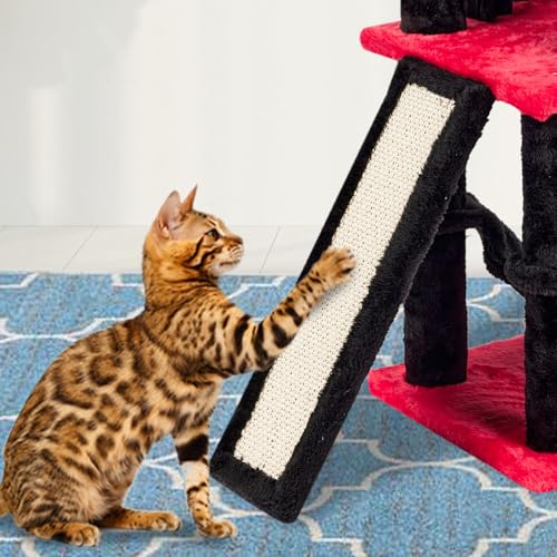 Gothic Cut Cat Tree Cat Tower Condo with Hammock Kittens Scratching Post - color: Redblack