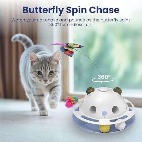PAWSPIK Feather Frenzy 4-in-1 Interactive Cat Toy with Catnip Balls
