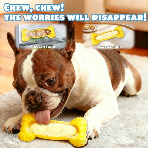 6 Value Pack Enrichment Toys for Dogs Lick Mat, Frozen Bone Power Chew & Frozen Dog Puzzle Toy, Treat Dispensing Slow Feeder Dog Enrichment Toys to Keep Them Busy for Stimulating & Cognitive Toys - color: Blue-Green-Klein-Yellow