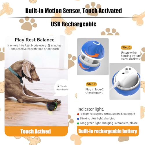 Valentines Day Gifts Interactive Dog Toys Dogs Ball,Moving Dog Toy with Touch Activated,Anti Boredom Dog Toys for Small Medium Dogs,Tough Motion Activated Automatic Vibrating Dog Ball - color: T01-Green